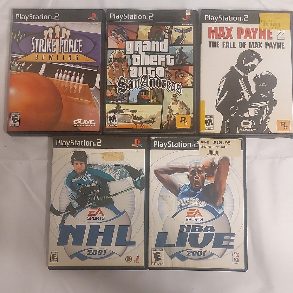 Sony PlayStation 2 Game Collection - Black, Orange, White